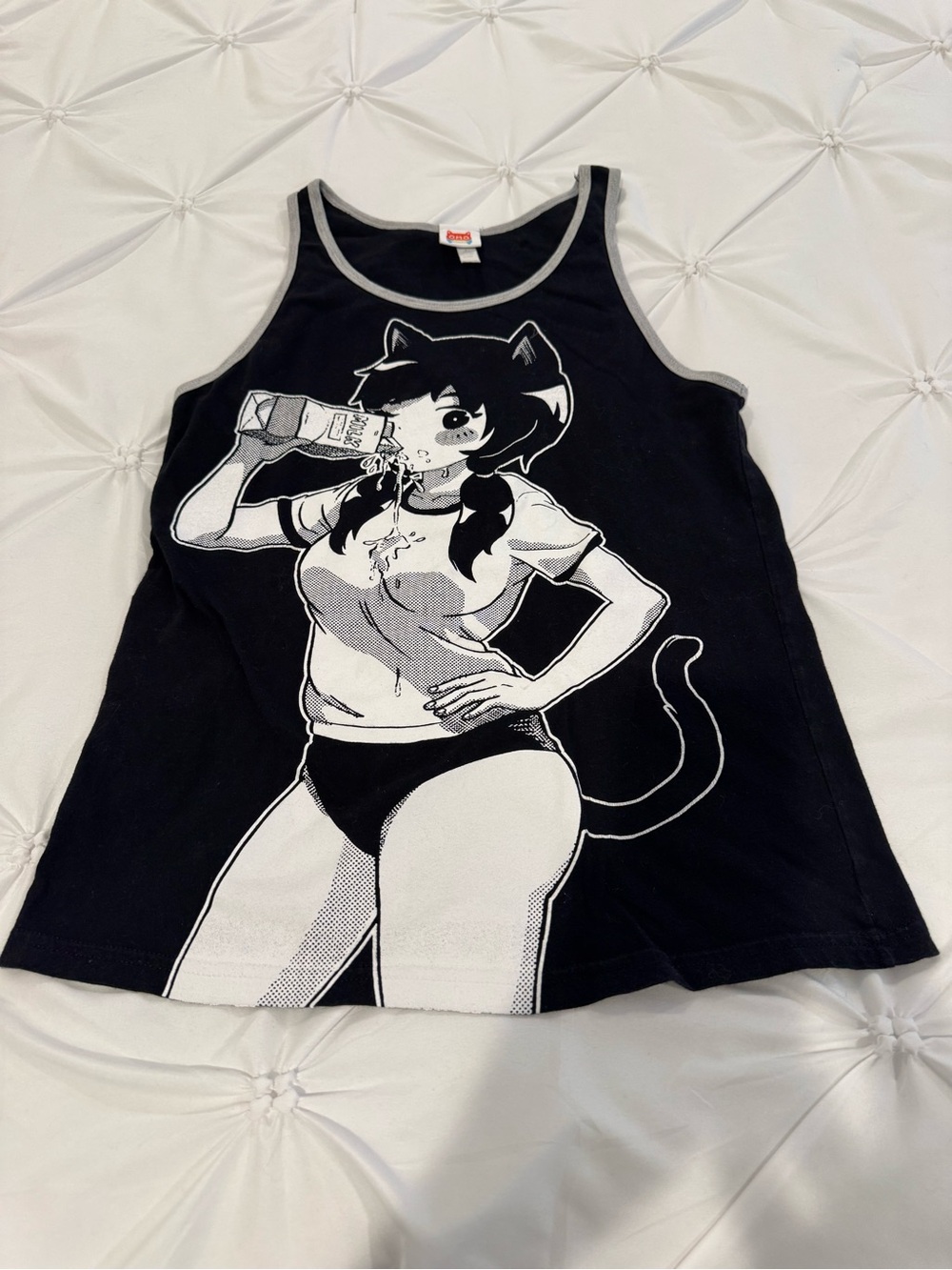 OMOCAT Milk Girl Graphic Tank Top Black Unisex Size Small